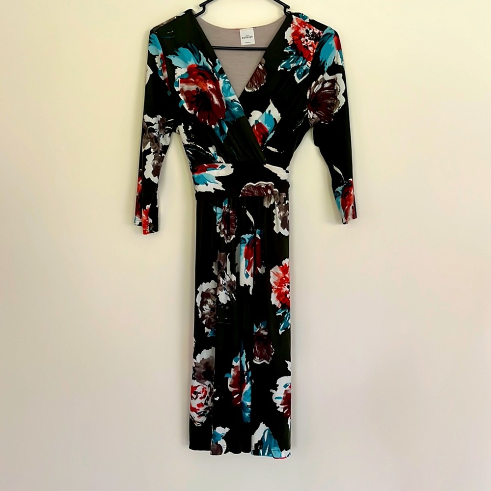Green Floral Long Sleeve Dress